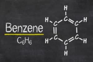 Blackboard with the chemical formula of Benzene