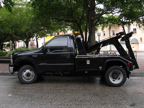 Black Tow truck in Los Angeles