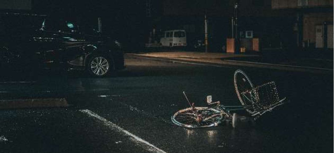 Bicycle Crash at Night on Street