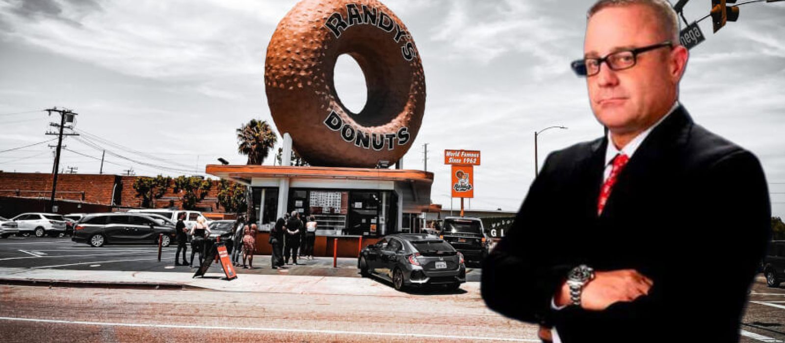 Michael Ehline, iconic Inglewood personal injury lawyer having a donut